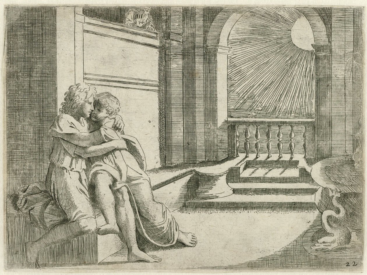 Abimélech voit Isaac caresser Rébecca - Sisto Badalocchio