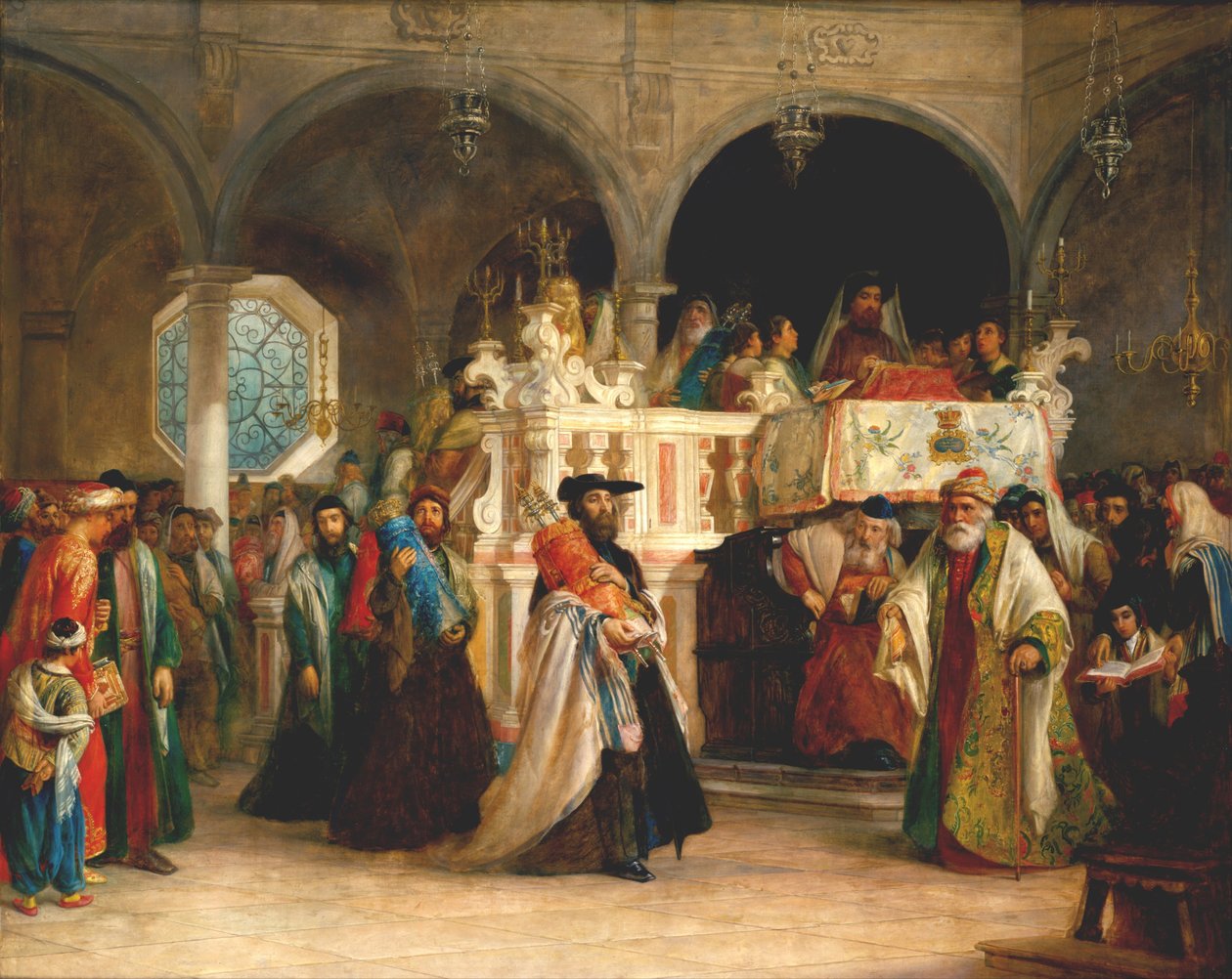 La fête de la réjouissance de la Torah à la synagogue de Livourne, Italie, 1850 - Solomon Alexander Hart