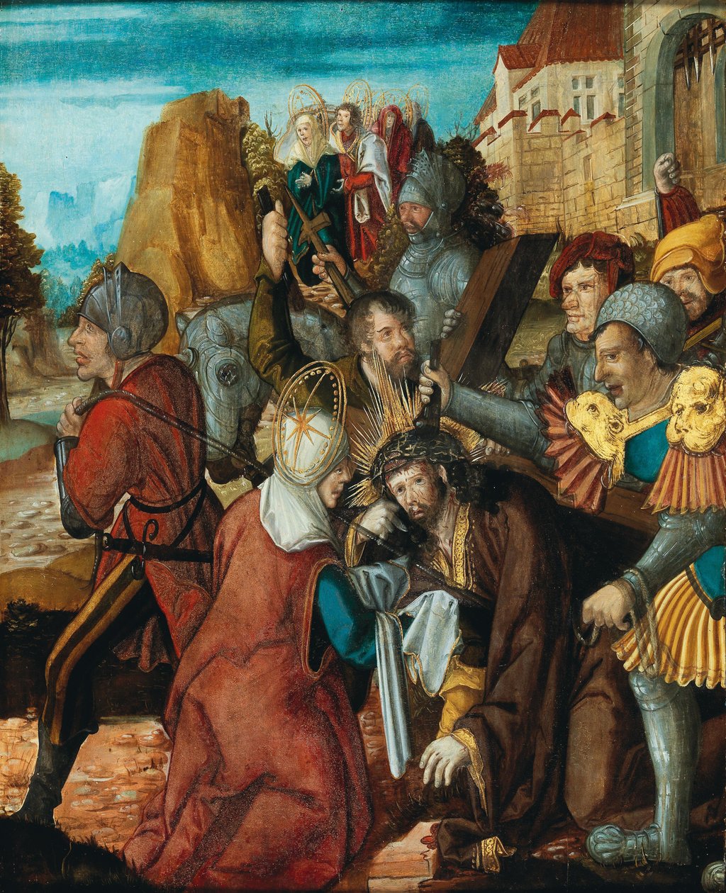 Sainte Véronique présentant son voile au Christ sur le chemin du Calvaire, ca 1515-1520 - Southwest German master.
