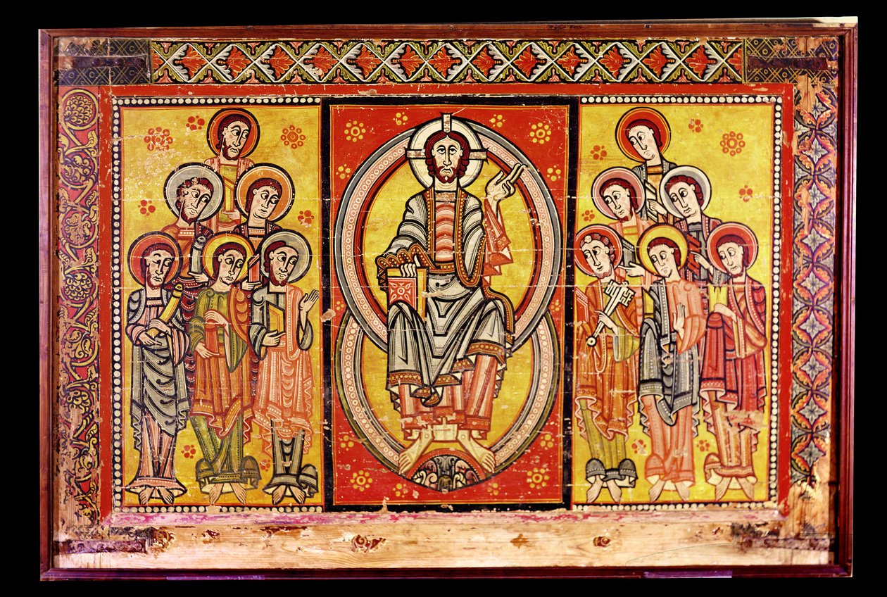 Christ en majesté entouré des douze apôtres - Spanish School