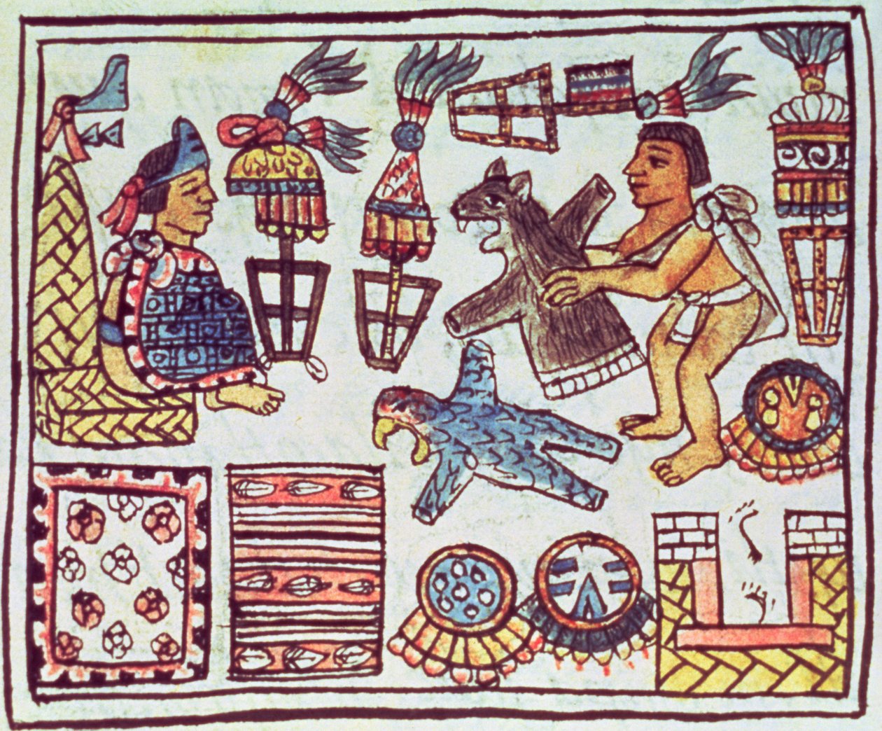 Ms Palat. 218-220 Livre IX Montezuma II (1466-1520) recevant des tributs, du 
