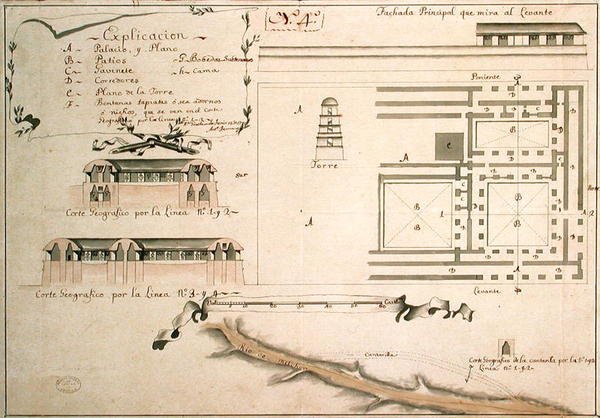 Plan des fouilles archéologiques de Palenque, Mexique, 1785 - Spanish School