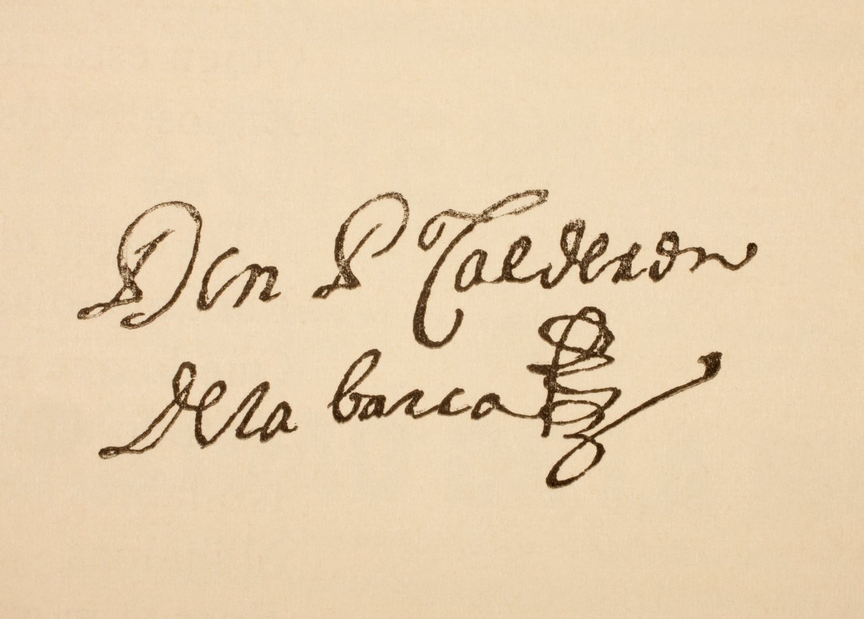 Signature du dramaturge espagnol Pedro Calderon de la Barca, de 