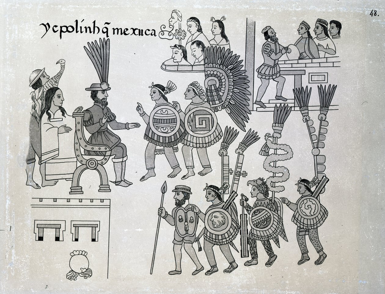 Le dernier empereur aztèque Cuauhtémoc se rend, planche de 