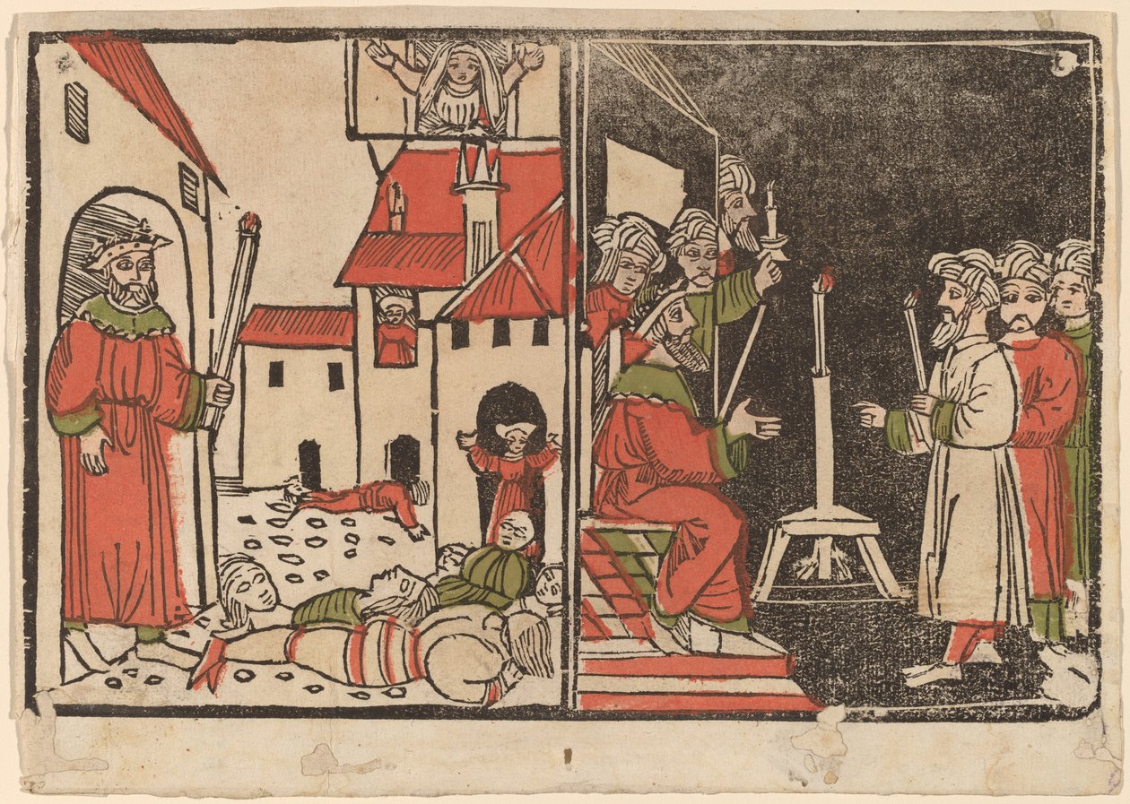 Massacre des Premiers-Nés et Ténèbres Égyptiennes - Spanish 15th Century