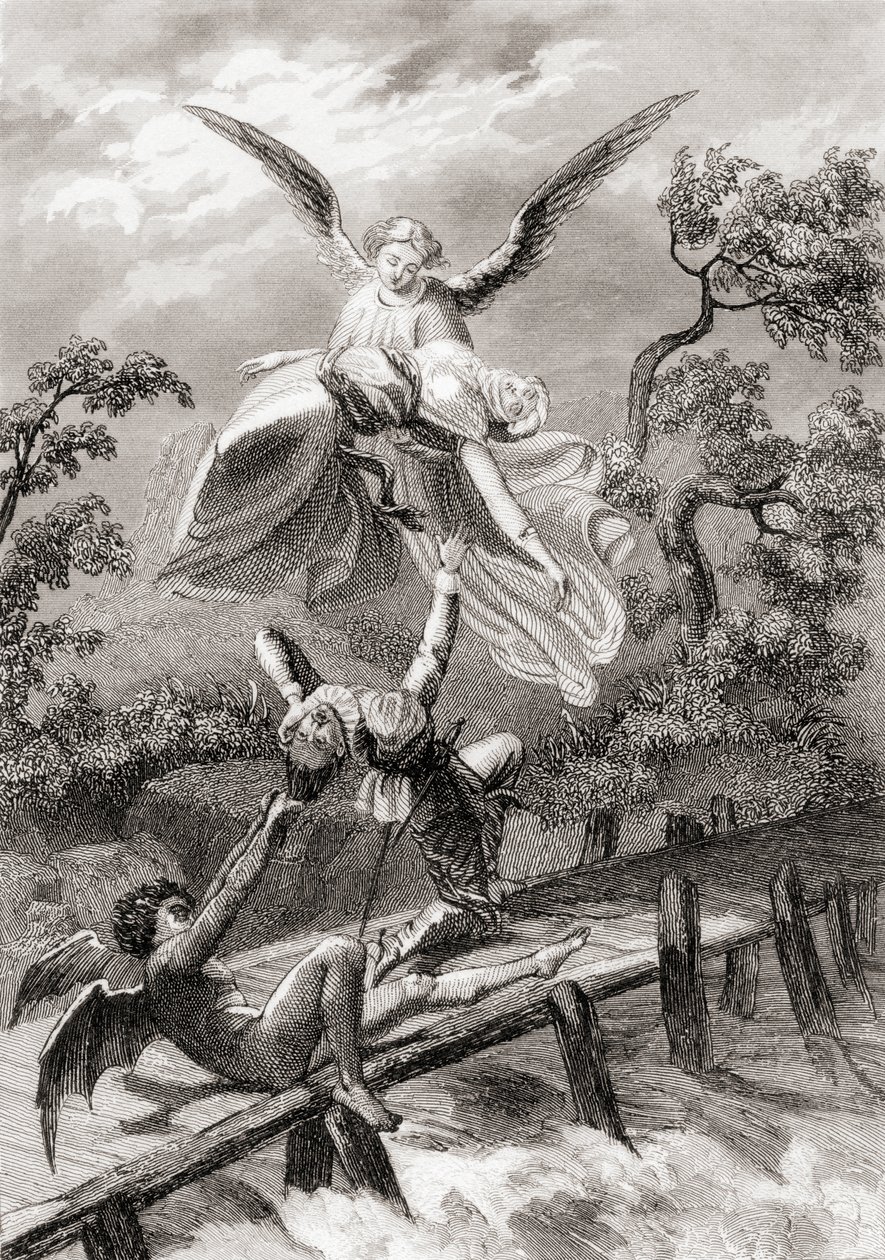 Amina est emportée par un ange tandis que le diable capture le sacristain d
