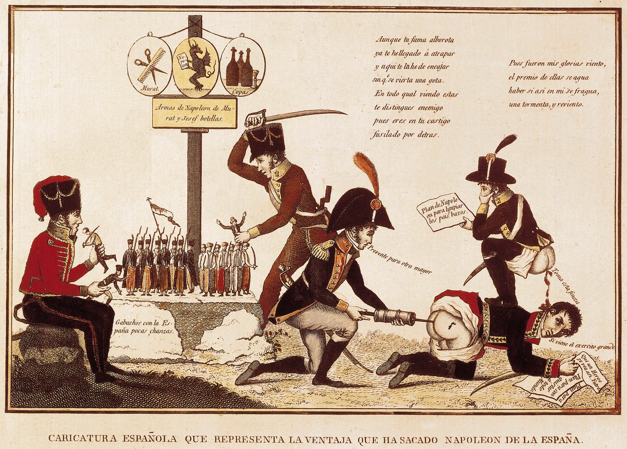 Caricature des bénéfices obtenus par Napoléon Bonaparte (1769-1821) en Espagne - Spanish School