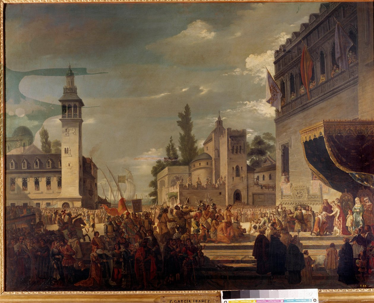 Christophe Colomb présente des indigènes à Ferdinand II et Isabelle 1ère de Castille à Barcelone : la présentation des habitants des Amériques aux rois catholiques par l