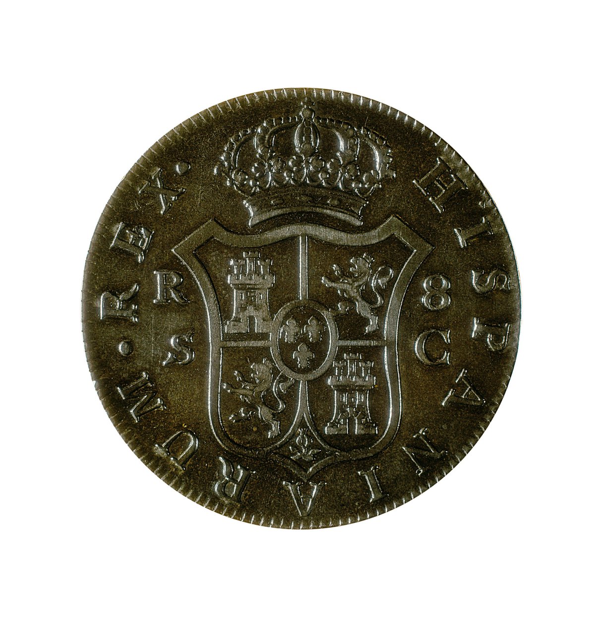 Pièce de 8 réaux espagnols, monnaie castillane frappée à Séville sous le règne de Charles IV (1748-1819) - Spanish School