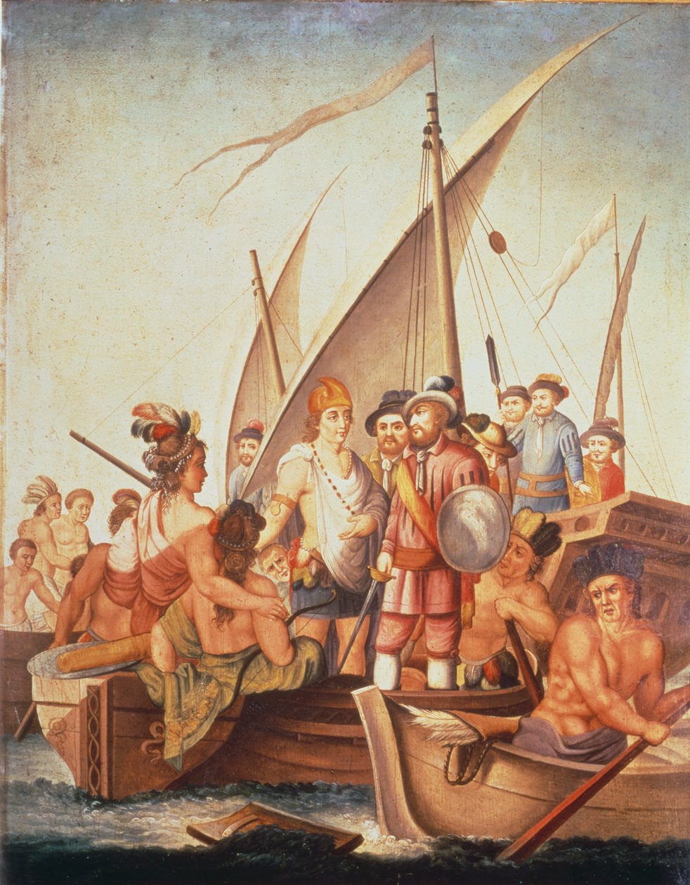 Conquête du Mexique : Garcia de Holguin capture Guatimozin - Spanish School