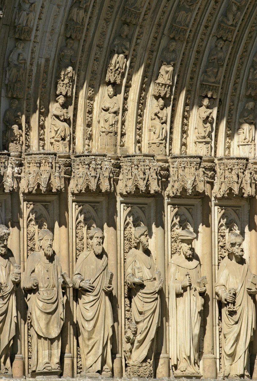 Détail du Portail du Pardon (Puerta del Perdon) portail central de la façade ouest de la cathédrale de Tolède, commencé en 1418 - Spanish School