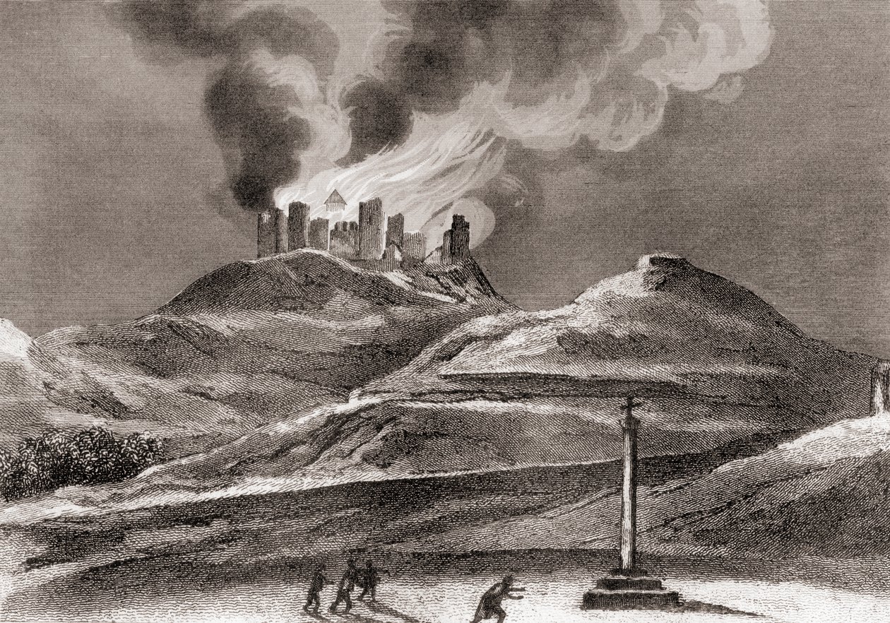 Incendie au monastère de Montearagon, Quincena, Huesca, Espagne en 1835 - Spanish School