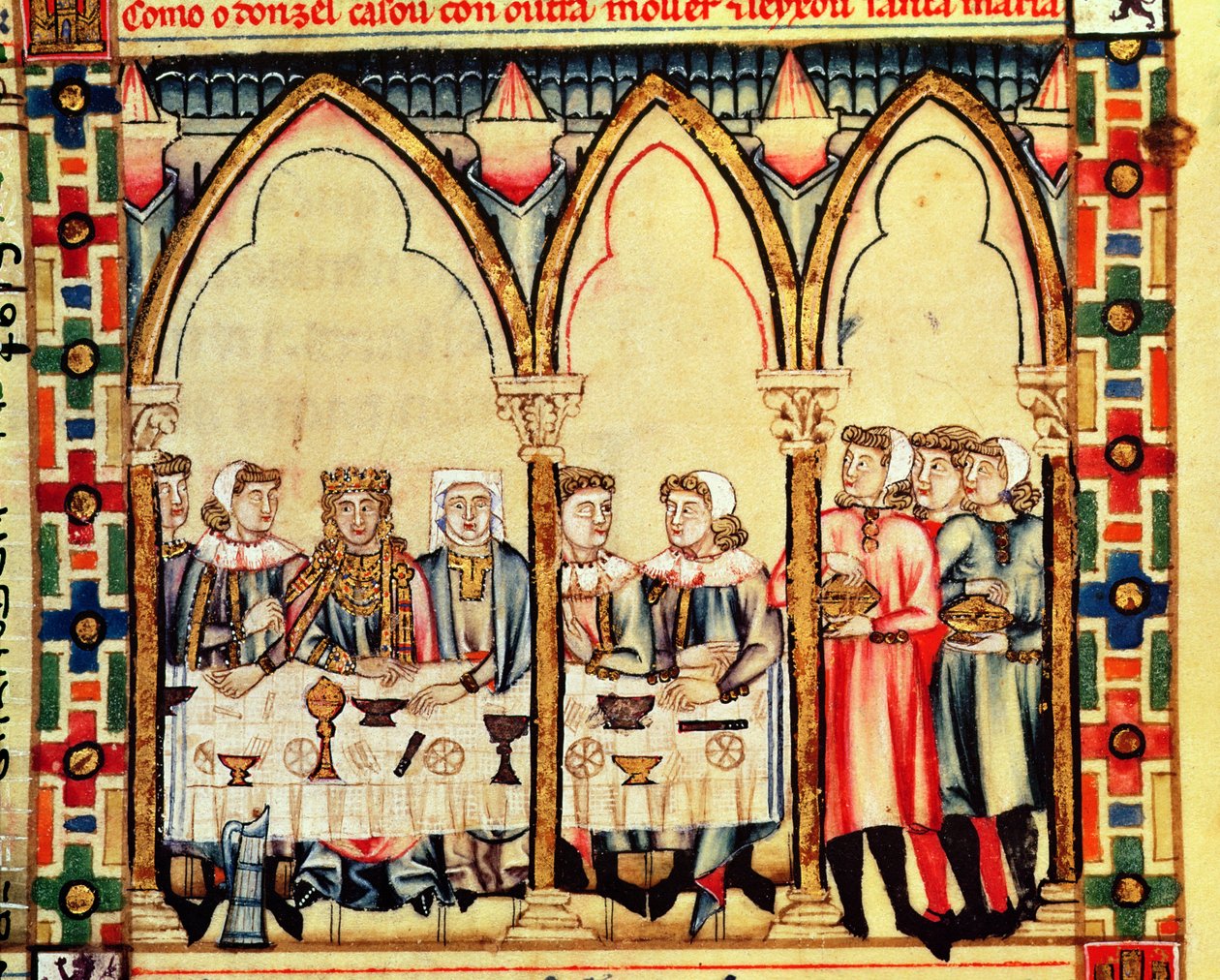 Fol.16v Banquet de fiançailles, du manuscrit réalisé sous la direction d