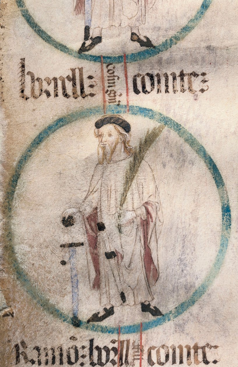 Art gothique : portrait de Borrell II (934-992), comte de Barcelone. Miniature dans Genealogia de los Reyes de Aragon y Condes de Barcelona. 14e-15e siècle - Spanish School