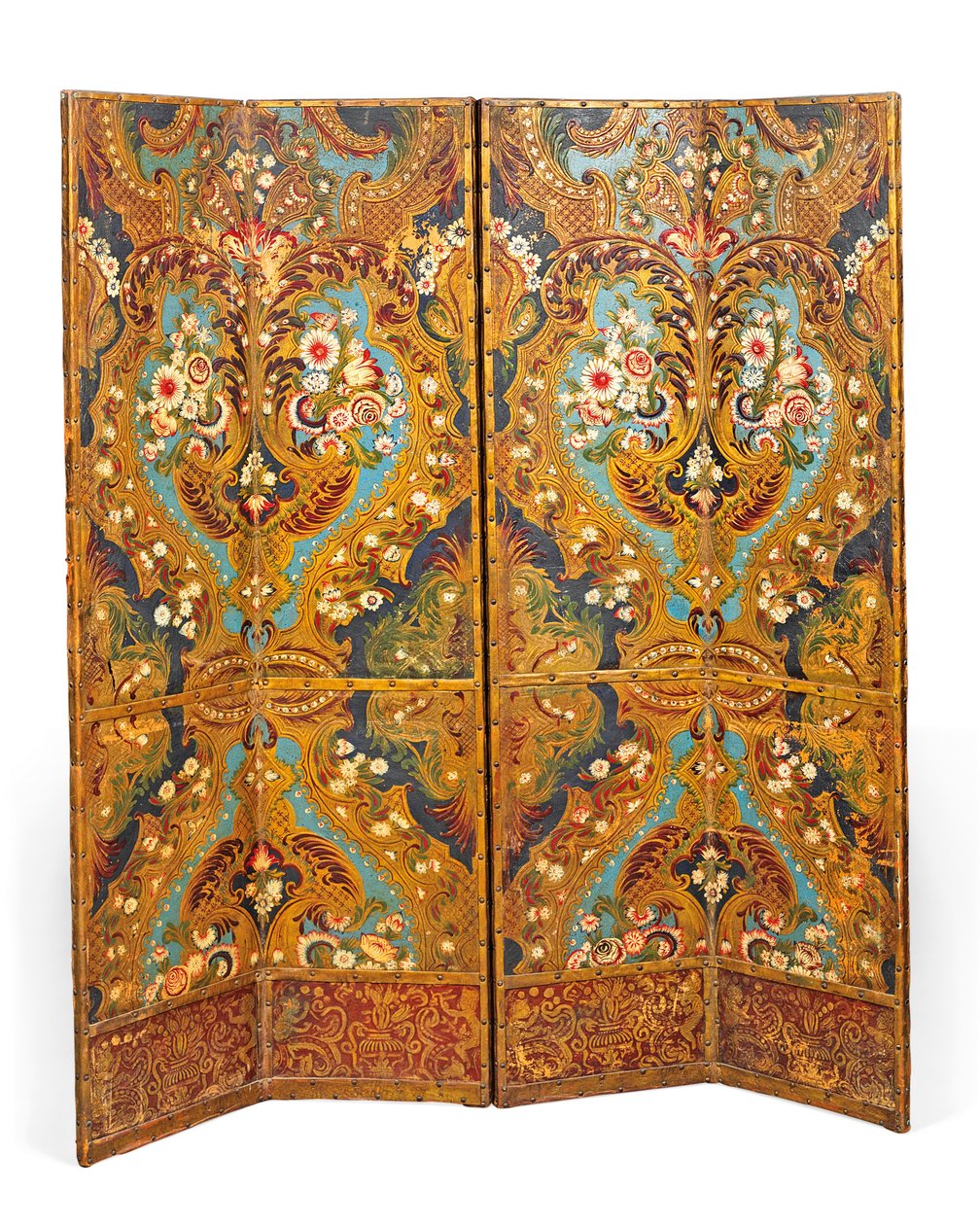 Paravent à quatre volets décoré polychrome - Spanish School