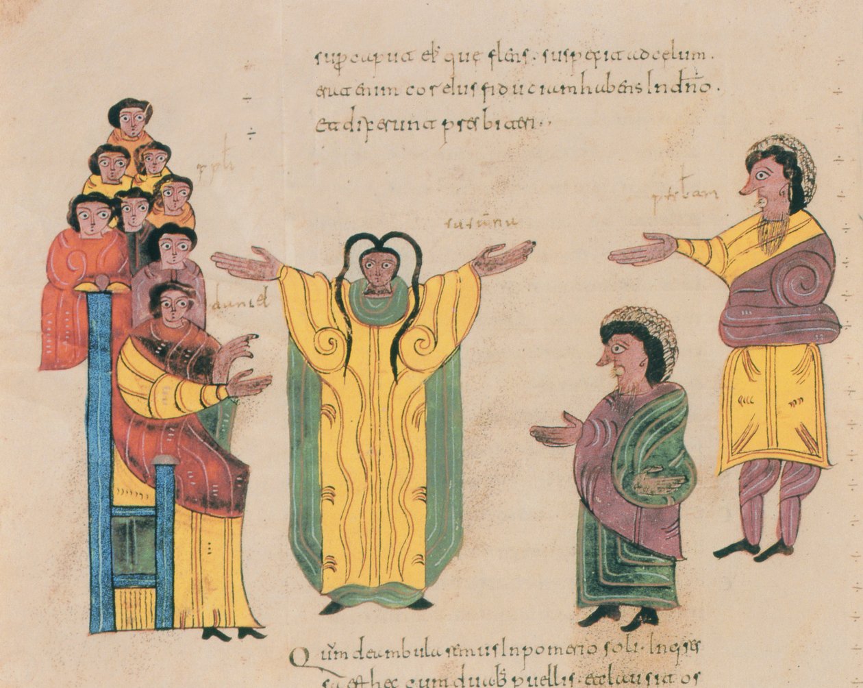 Suzanne et les vieillards, de la Bible wisigothique-mozarabe de Saint Isidore, fol.324v., A.D. 960 - Spanish School