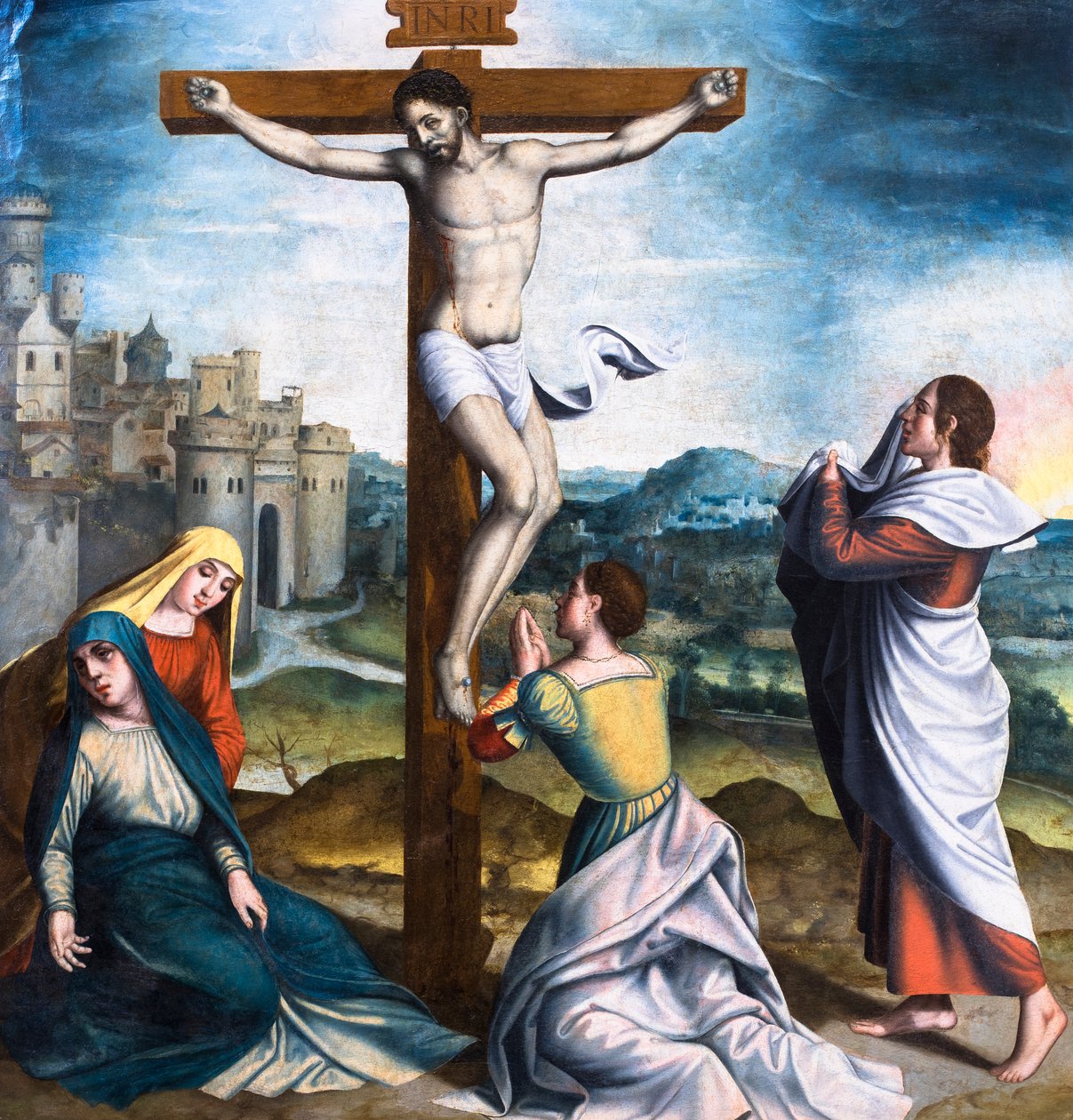La crucifixion avec les trois Marie et saint Jean - Spanish School