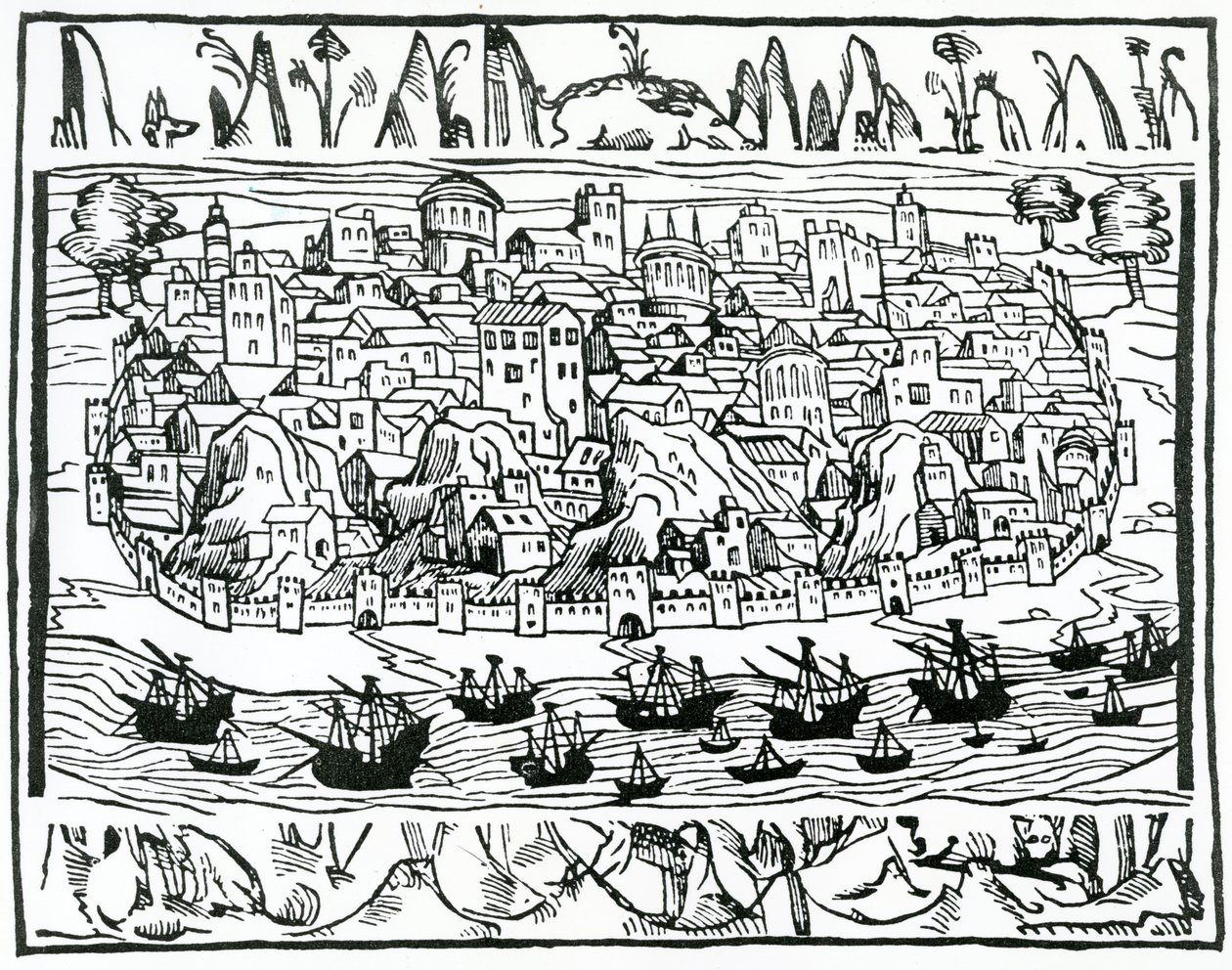 Vue de Lisbonne du Libro de Grandezas y cosas Memoralder de Espana par Pedro Medina, 1548 - Spanish School