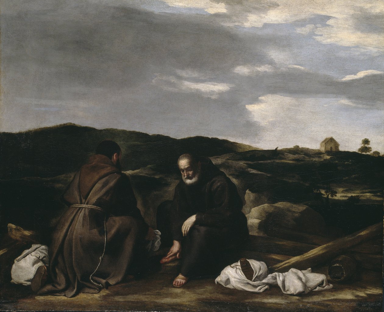 Deux moines dans un paysage, vers 1645 - Spanish or Italian School