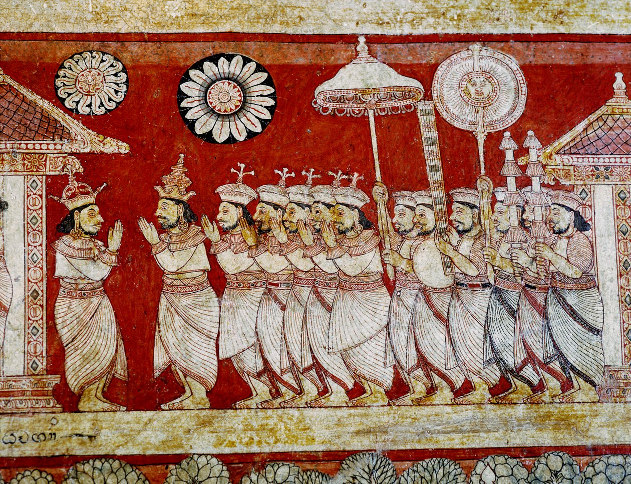 Détail de la peinture murale dans le temple Degaldoruwa Vihraya - Sri Lankan School