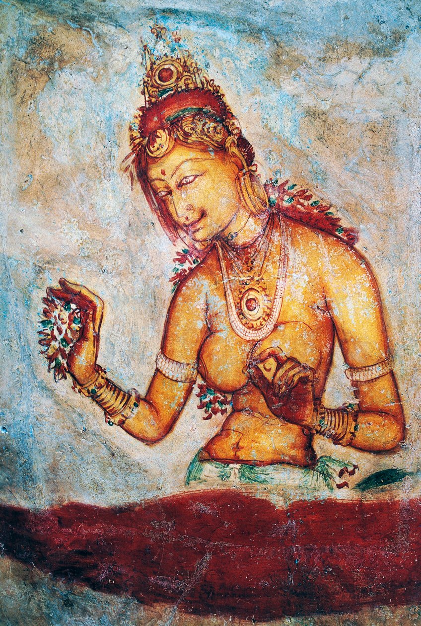Les demoiselles de Sigiriya, fresque, site archéologique de Sigiriya (Liste du patrimoine mondial de l