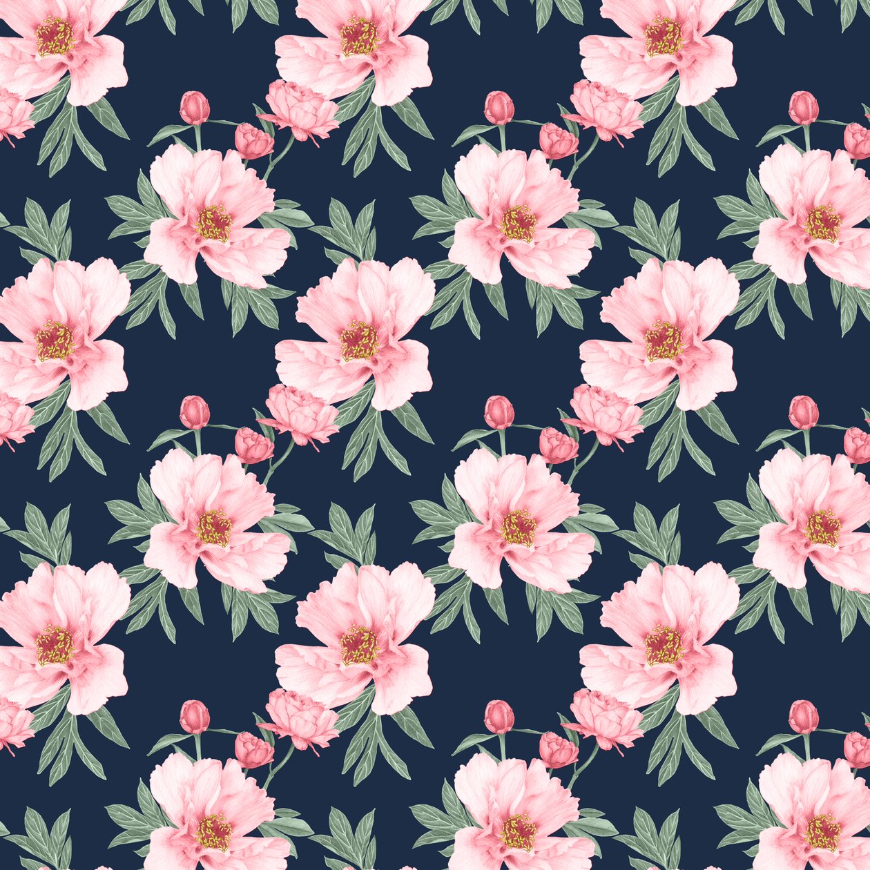 Motif de pivoines foncé, 2020 - Stacy Hsu