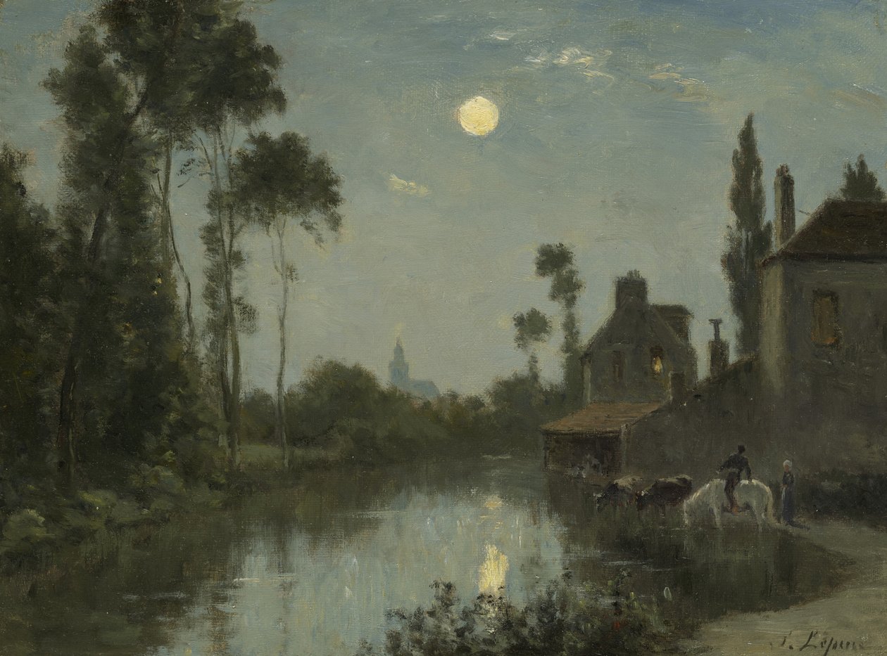 Rivière au clair de lune, vers 1866-70 - Stanislas Victor Edouard Lepine