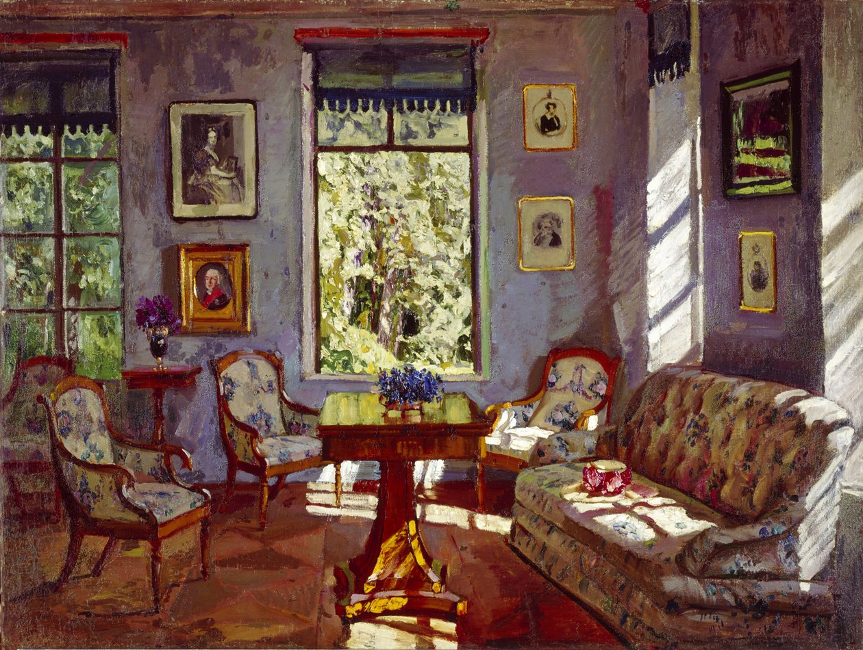 Le salon de la maison manoir Rozhdestveno, 1916 - Stanislav Julianovic Zukovskij