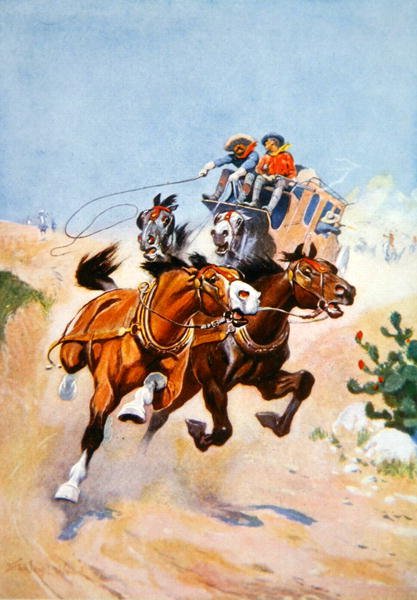 Diligence poursuivie par des Indiens - Stanley L. Wood