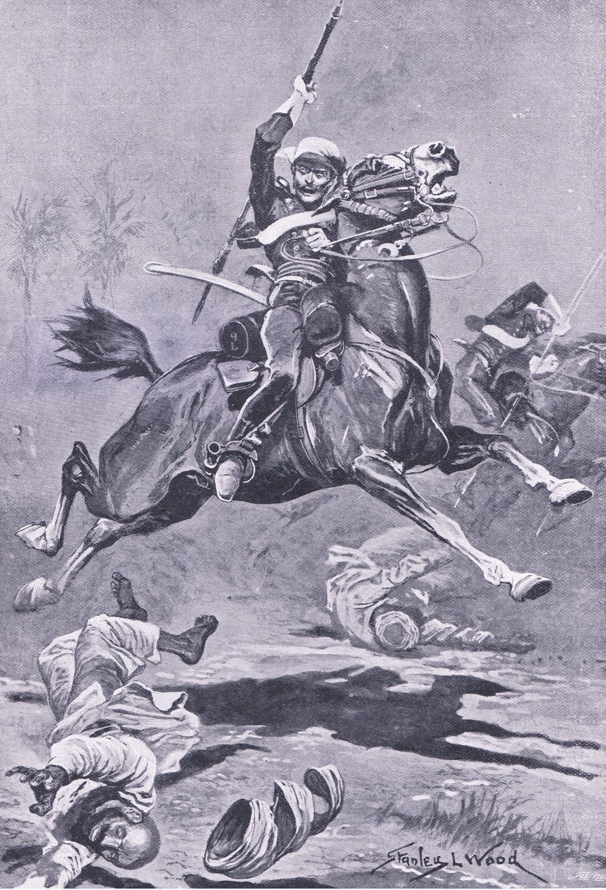 Les 9e lanciers à Delhi, 1857, illustration de British Battles on Land and Sea, 1915 - Stanley L. Wood