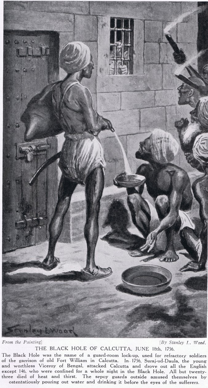 Le trou noir, Vieux Fort William, 18 juin 1756, illustration de 
