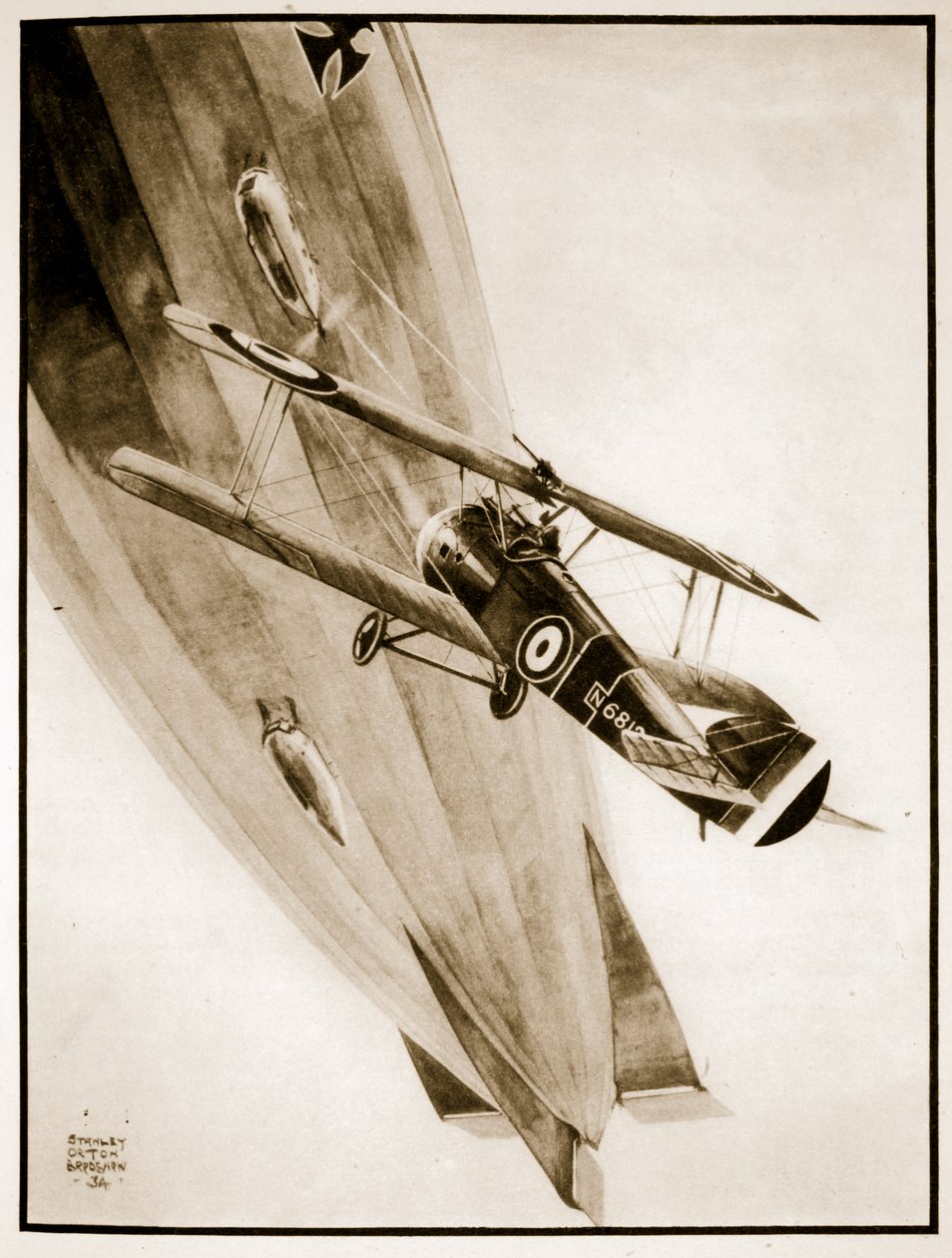 L.T. Culley abat son Zeppelin, illustration de 