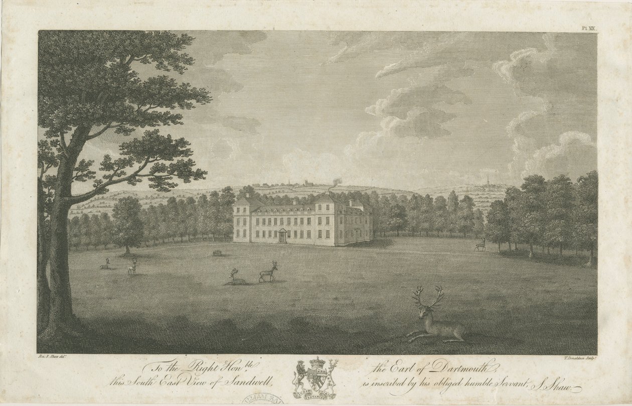 Parc de Sandwell - Hall : gravure, nd [1762-1798] - Stebbing Shaw