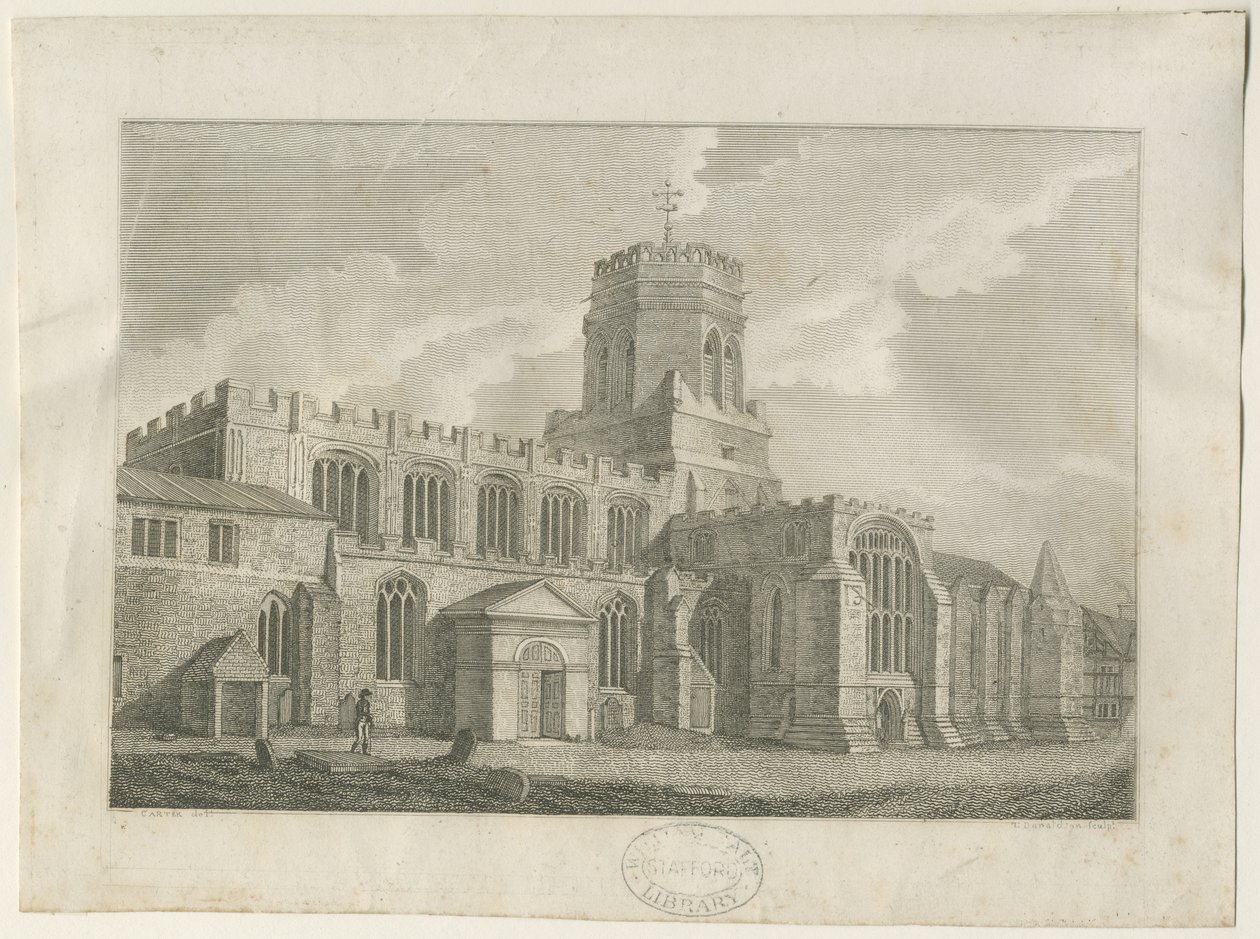Stafford - Église Sainte-Marie : gravure, nd [fin du 18e siècle] - Stebbing Shaw