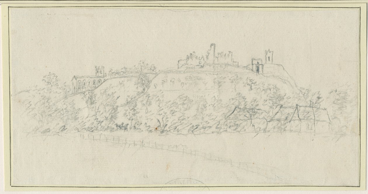 Château de Tutbury: dessin au crayon, nd [1762-1802] - Stebbing Shaw