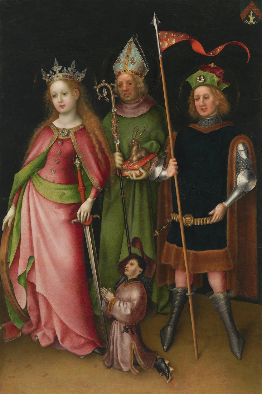 Volets du retable du Jugement dernier: saints Catherine, Hubert et Quirin de Neuss avec donateur - Stefan Lochner