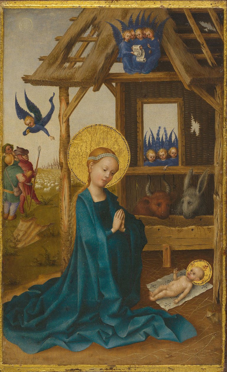 Geburt Christi (Rückseite: Kreuzigung Christi) - Stefan Lochner
