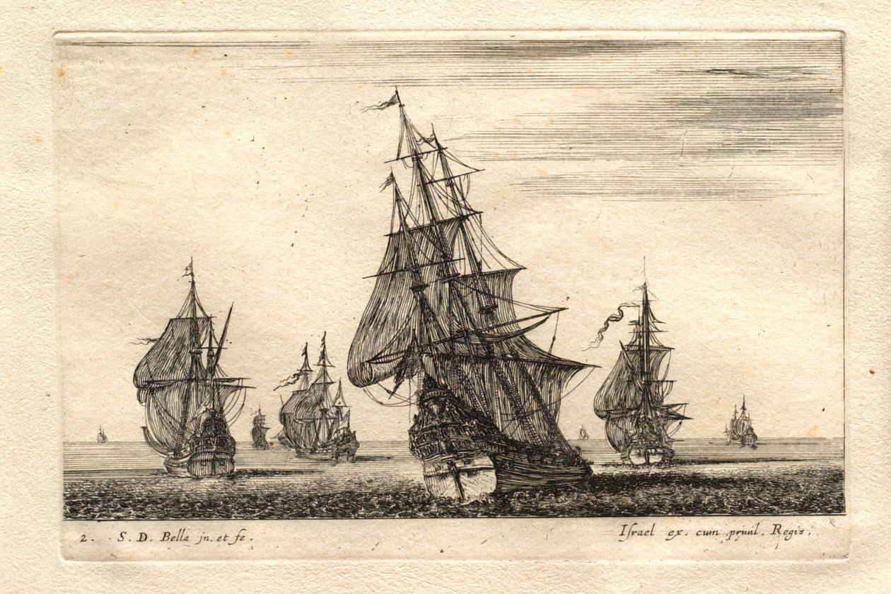 Un bateau toutes voiles dehors entouré d