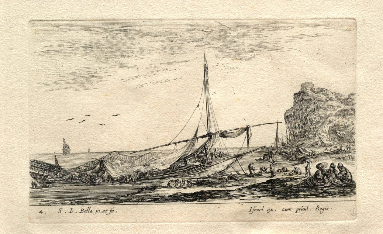 Une galère sur le rivage couverte d
