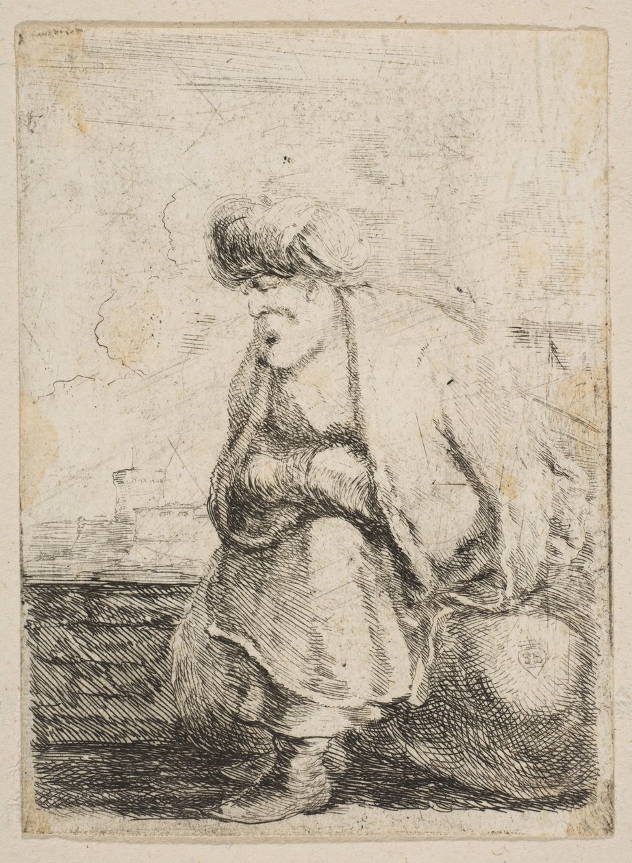 Un vieux Turc assis sur une pierre, vers 1662 - Stefano della Bella