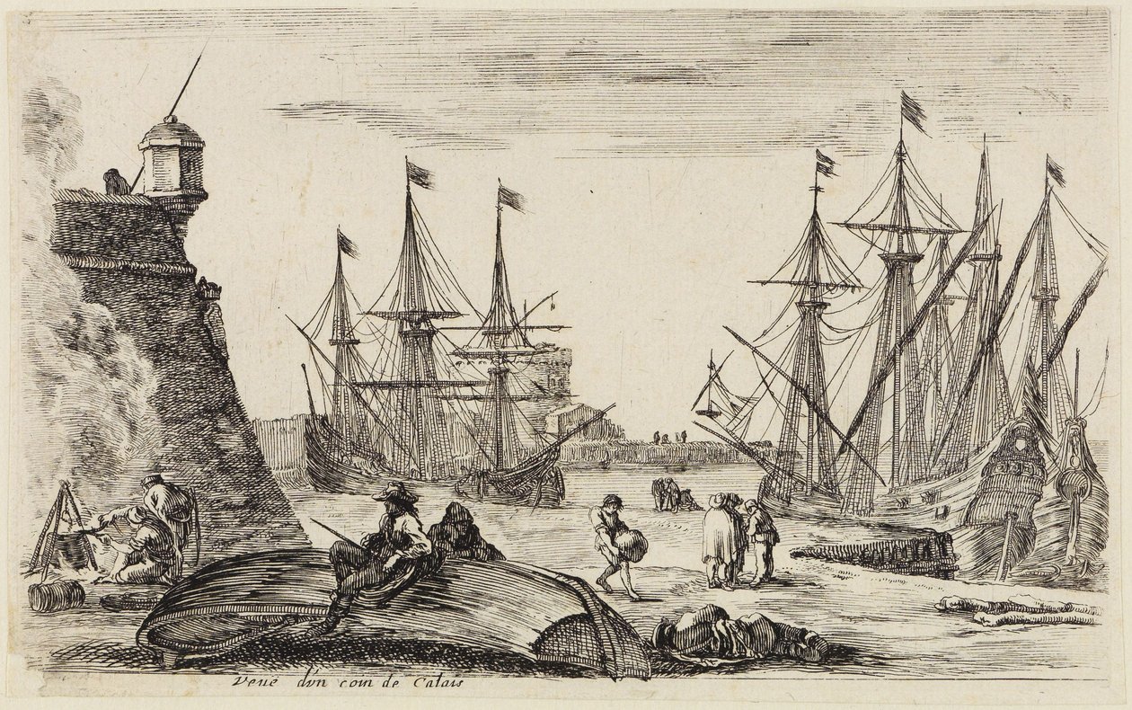 Vues de ports maritimes (Vues de ports de mer) : vue sur un coin du port de Calais - Stefano della Bella