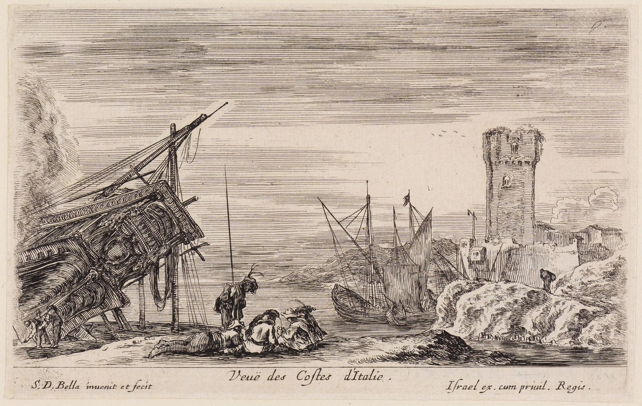 Vues de ports maritimes (Vues de ports de mer) : vue sur les côtes italiennes - Stefano della Bella