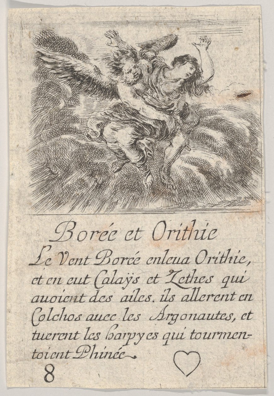 Borée et Orithye, du Jeu de la Mythologie, 1644 - Stefano della Bella