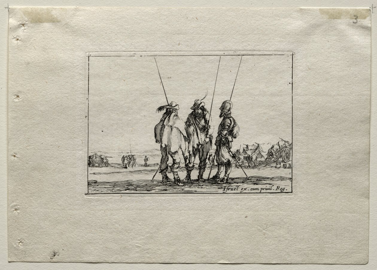 Caprices : Trois soldats debout - Stefano della Bella