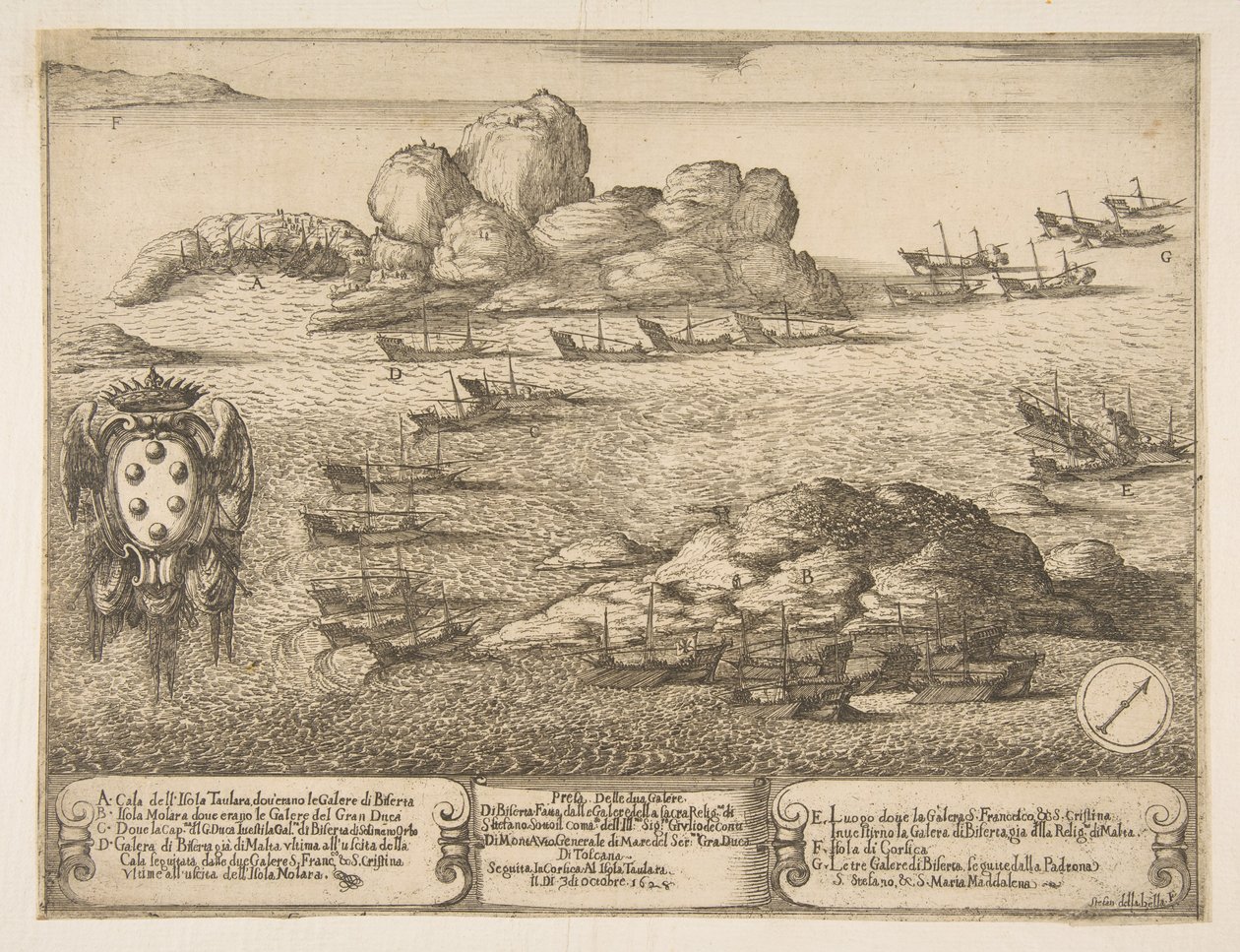 Capture de deux galères à Byserta, 1628 - Stefano della Bella