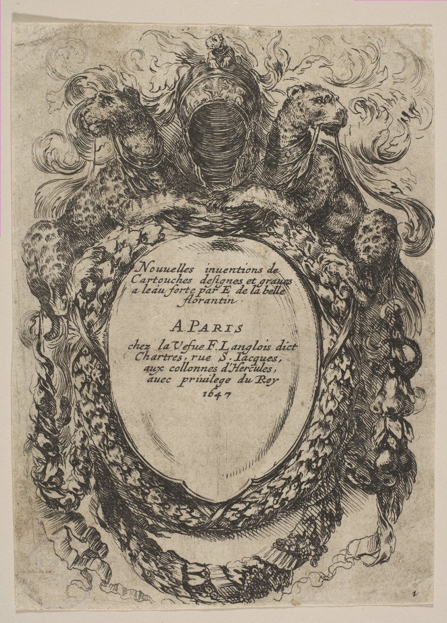 Cartouche avec titre : Nouvelles inventions de Cartouches, 1647 - Stefano della Bella