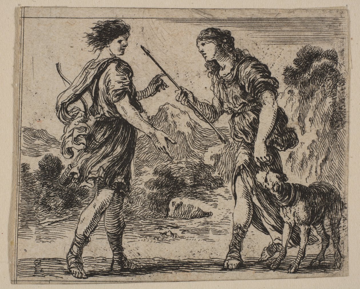Céphale et Procris, du Jeu de la Mythologie - Stefano della Bella