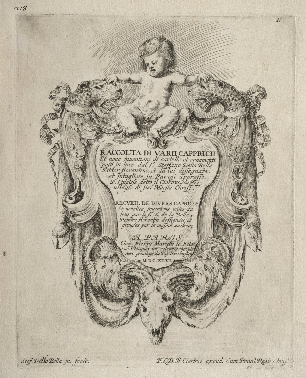 Collection de divers caprices et nouveaux dessins de cartouches et ornements - Stefano della Bella