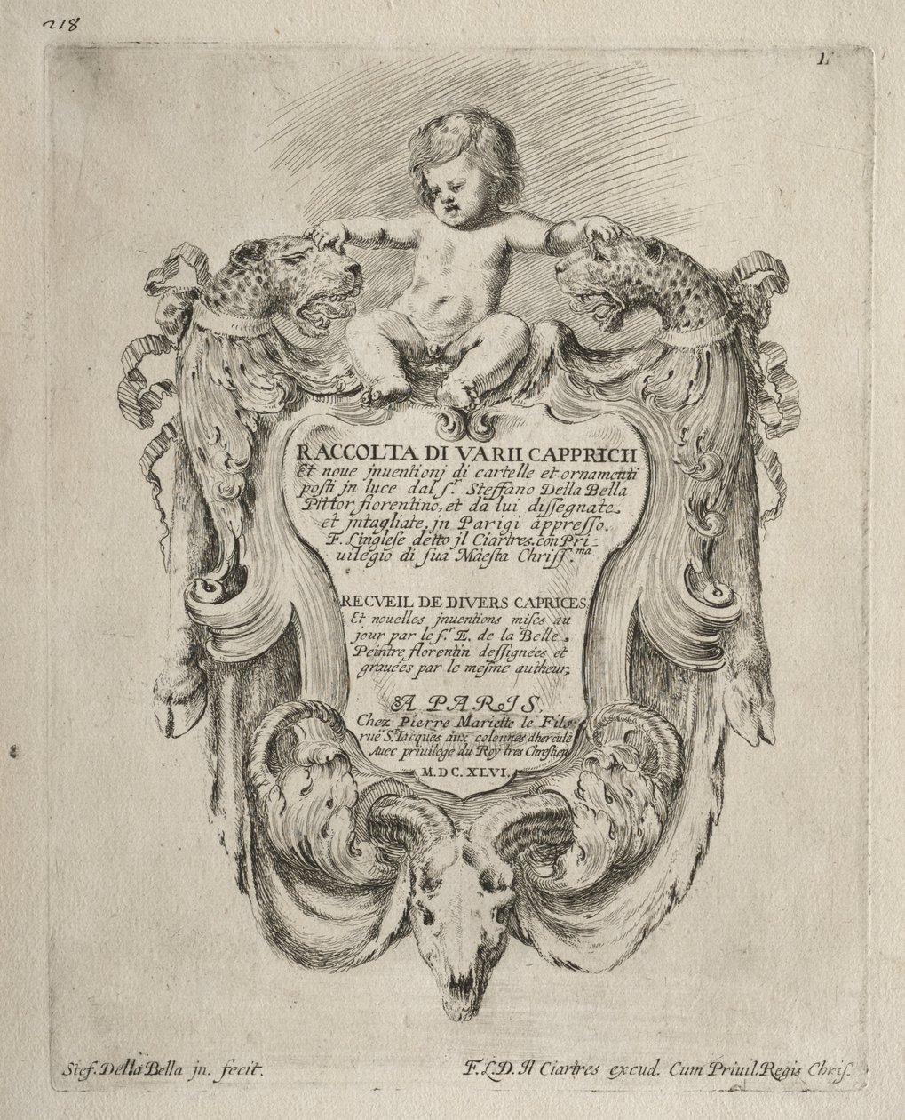 Collection de Divers Caprices et Nouveaux Dessins de Cartouches et Ornements - Stefano della Bella