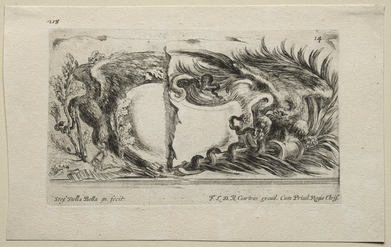 Collection de divers caprices et nouveaux dessins de cartouches et ornements : No 14 - Stefano della Bella